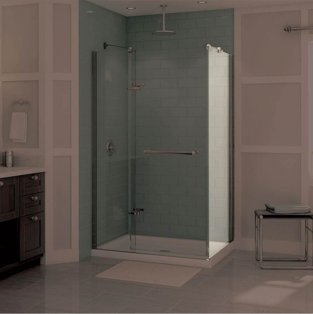 Reveal 71 Return Panel for 36 in. Base with Clear glass in Chrome