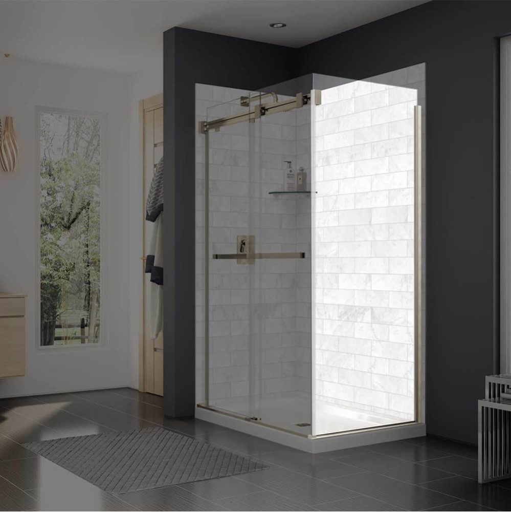 Duel and Inverto Return Panel for 32 in. Base with Clear glass in Brushed Nickel