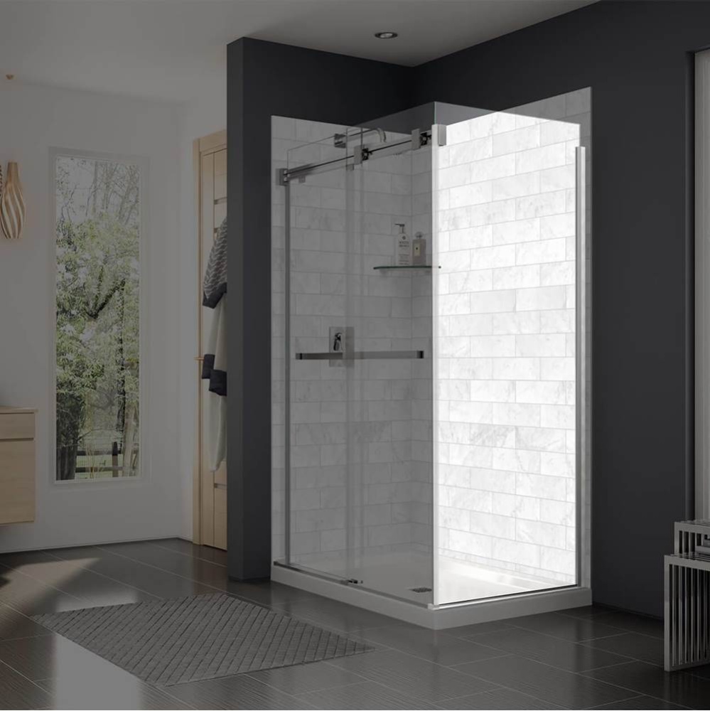 Duel and Inverto Return Panel for 34 in. Base with Clear glass in Chrome