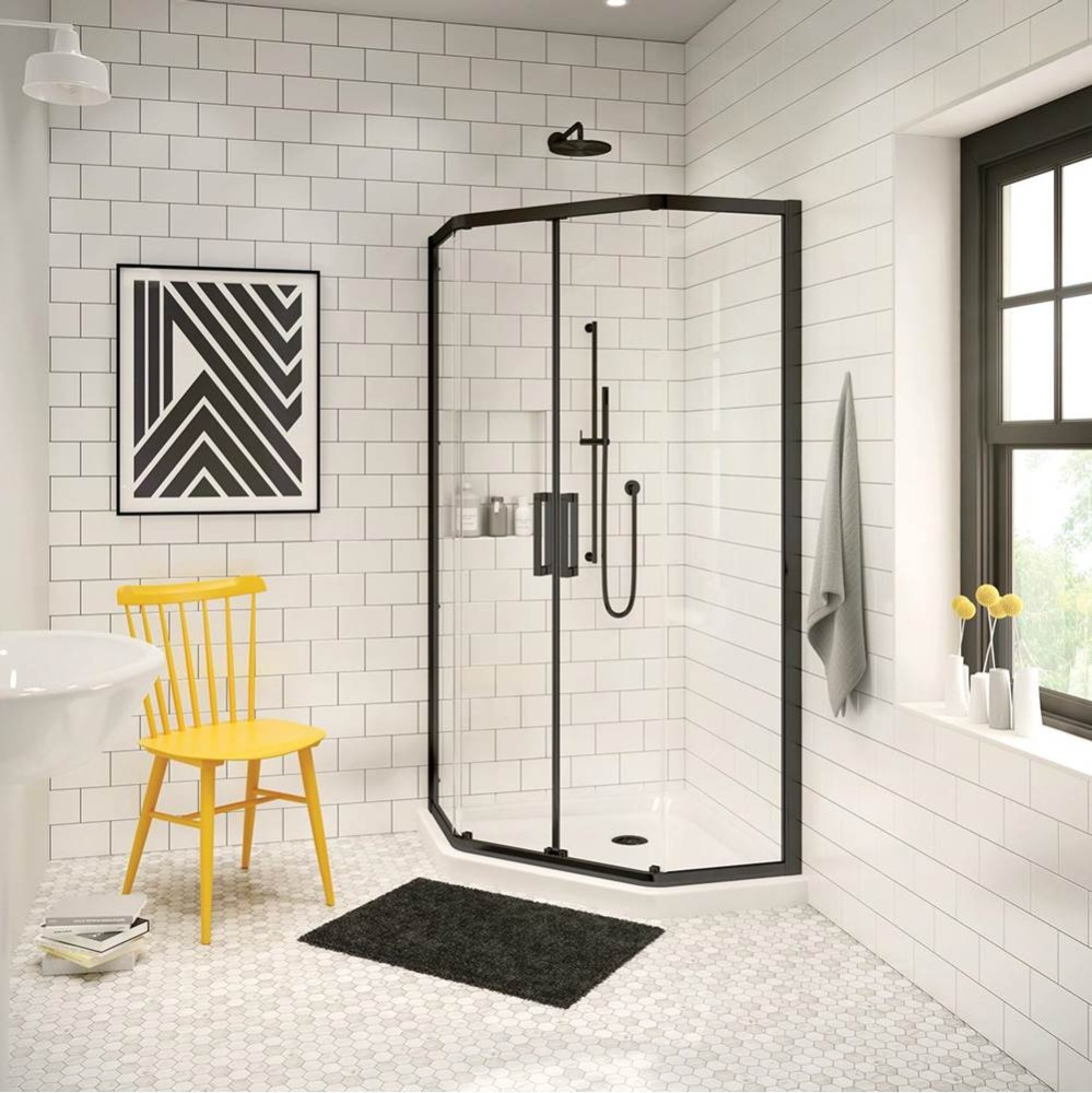 Radia Neo-angle 38 x 38 x 71.5 in. 6 mm Sliding Shower Door for Corner Installation with Clear gla