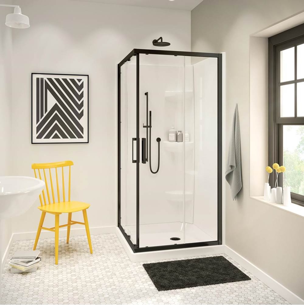 Radia Square 32 x 32 x 71.5 in. 6 mm Sliding Shower Door for Corner Installation with Clear glass