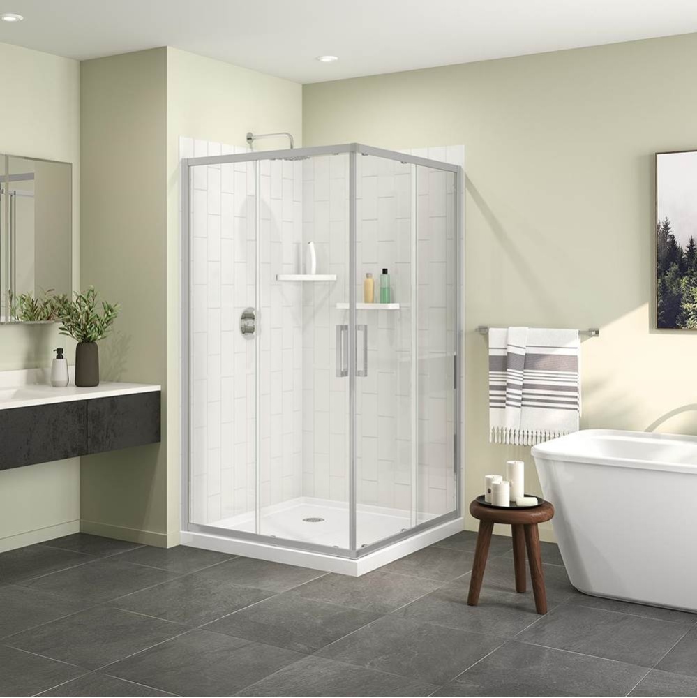 Radia Square 42 x 42 x 71.5 in. 6 mm Sliding Shower Door for Corner Installation with Clear glass