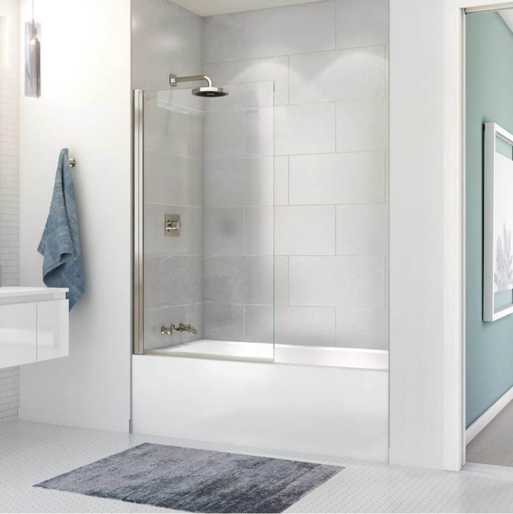 Edge Square 34 x 58 in. 8 mm Tub Screen for Alcove Installation with Clear glass in Brushed Nickel