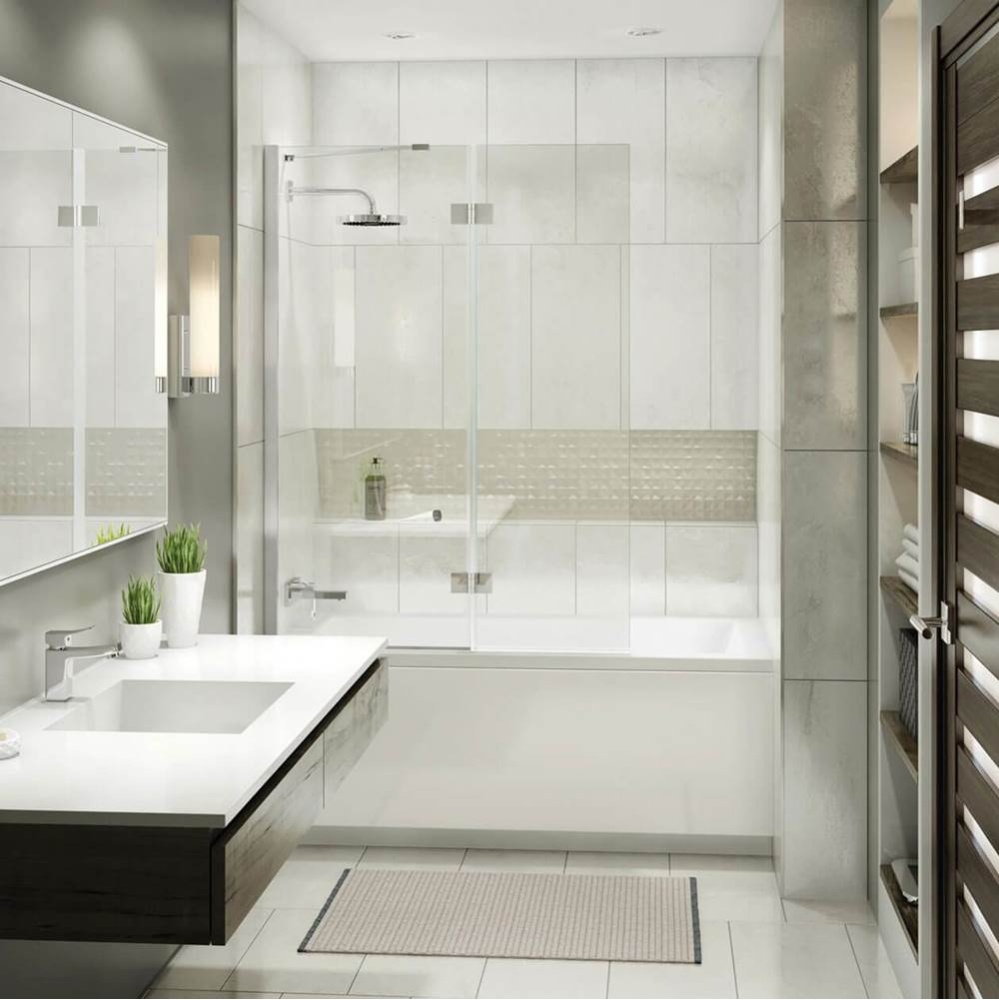 Edge Duo 42 x 58 in. 8 mm Pivot Tub Screen for Alcove Installation with Clear glass in Chrome