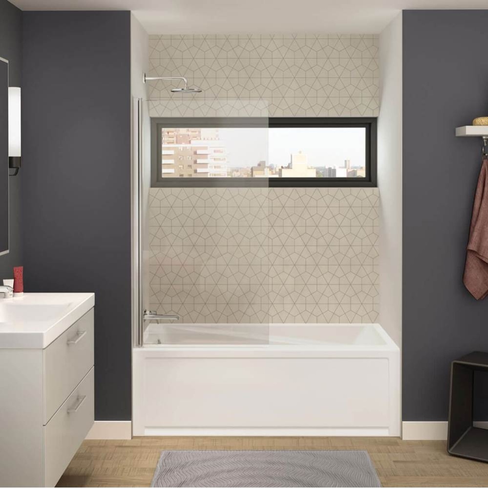 Axial 30 x 55 ½ in. 6 mm Tub Screen for Alcove Installation with Clear Glass in Chrome