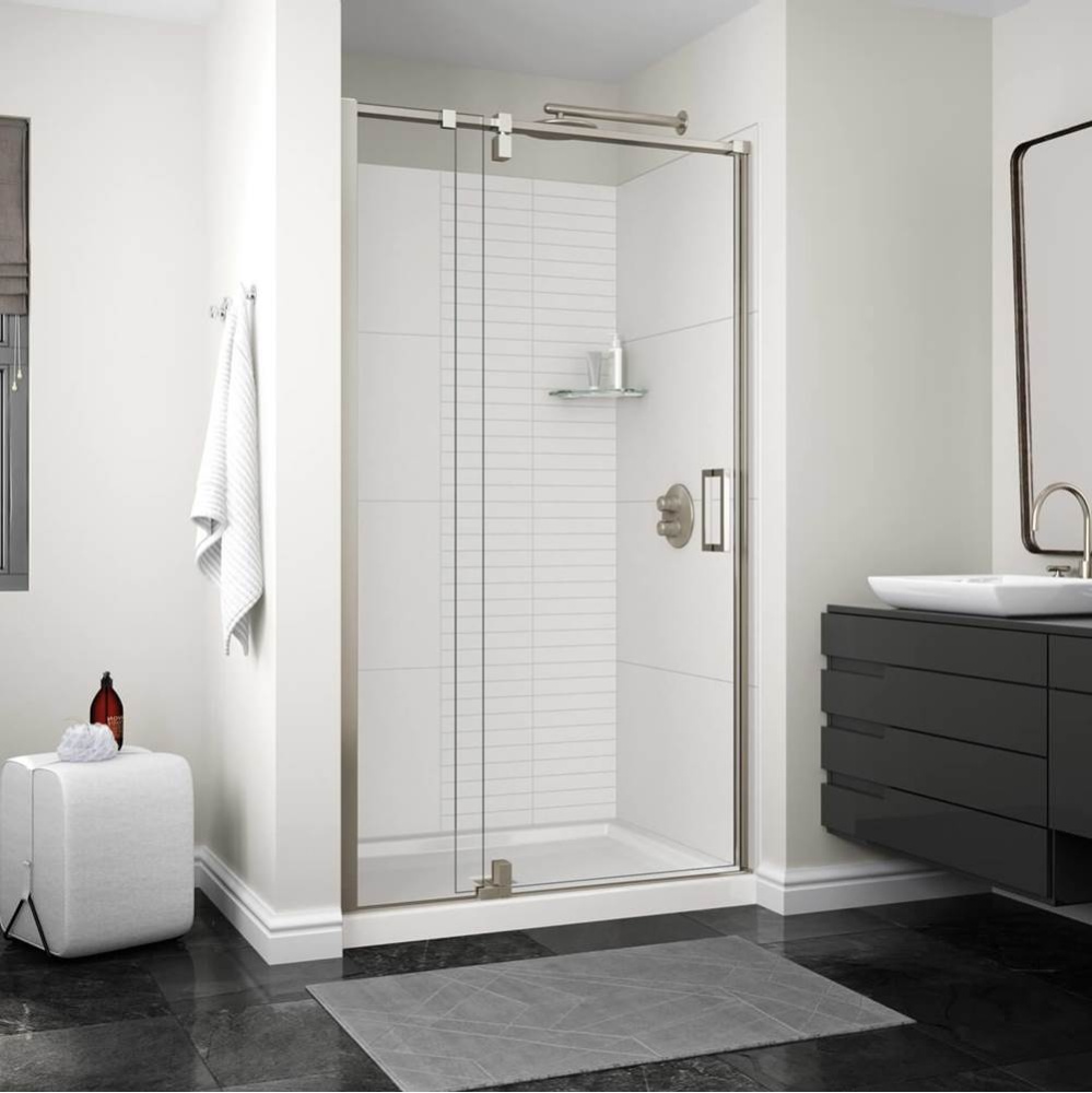 ModulR 48 x 78 in. 8 mm Pivot Shower Door for Alcove Installation with Clear glass in Brushed Nick