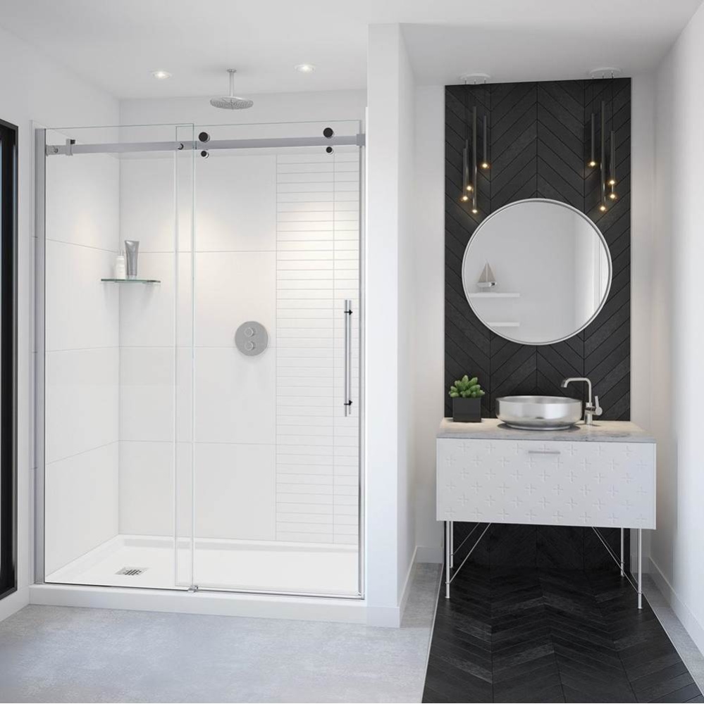 Vela 56.5-59 x 78.75 in. 8mm Sliding Shower Door for Alcove Installation with Clear glass in Chrom