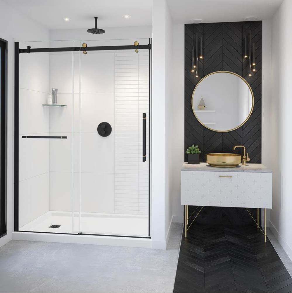 Vela 56.5-59 x 78.75 in. 8mm Sliding Shower Door with Towel Bar for Alcove Installation with Clear