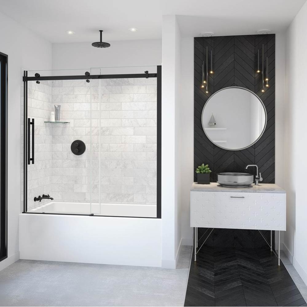 Vela 56.5-59 x 59 in. 8 mm Sliding Tub Door for Alcove Installation with Clear glass in Matte Blac