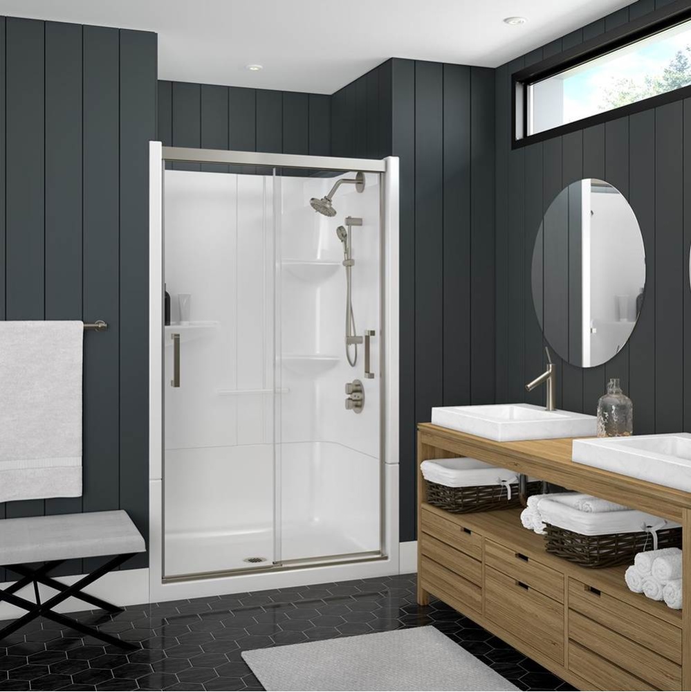 Incognito 74 39-42 x 74 in. 8mm Bypass Shower Door for Alcove Installation with Clear glass in Bru