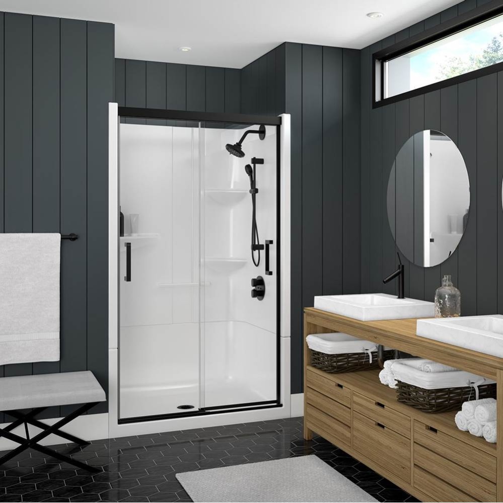 Incognito 74 39-42 x 74 in. 8mm Bypass Shower Door for Alcove Installation with Clear glass in Mat