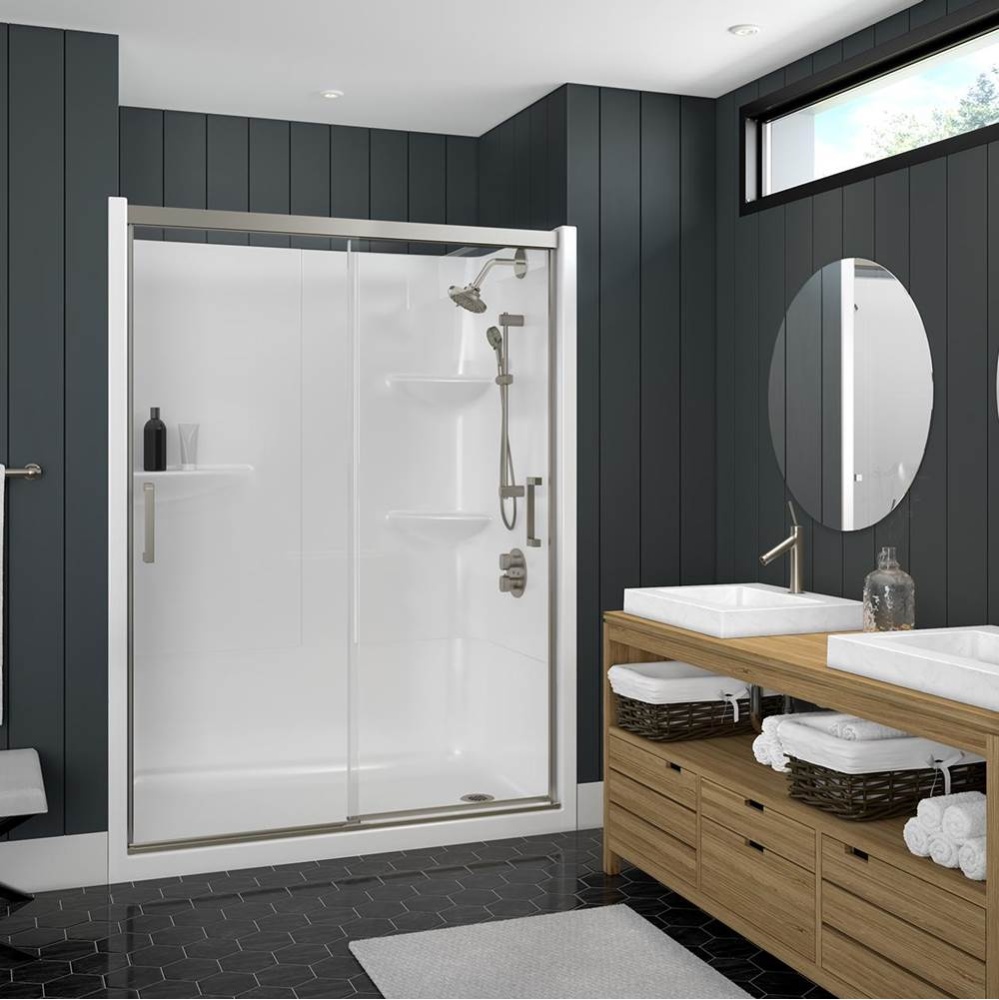 Incognito 74 51-54 x 74 in. 8mm Bypass Shower Door for Alcove Installation with Clear glass in Bru