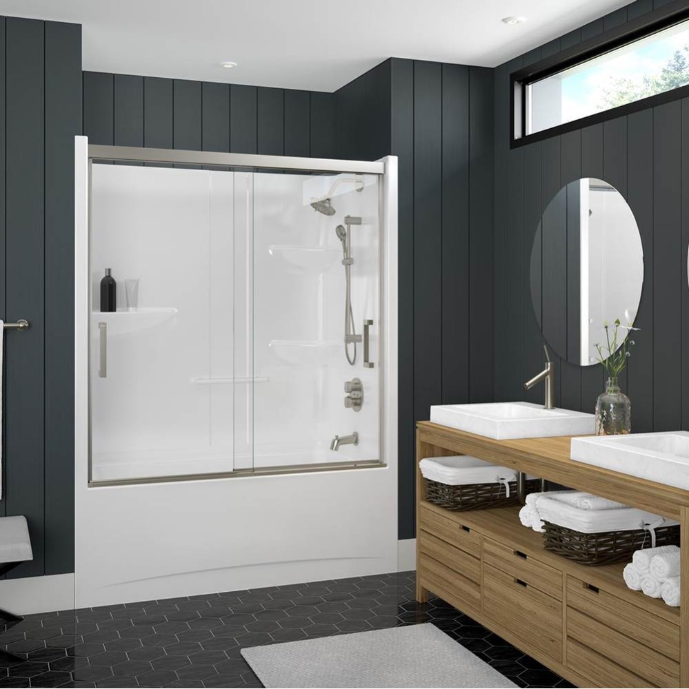 Incognito 57 51-54 x 56 3/4 in. 8mm Bypass Tub Door for Alcove Installation with Clear glass in Br