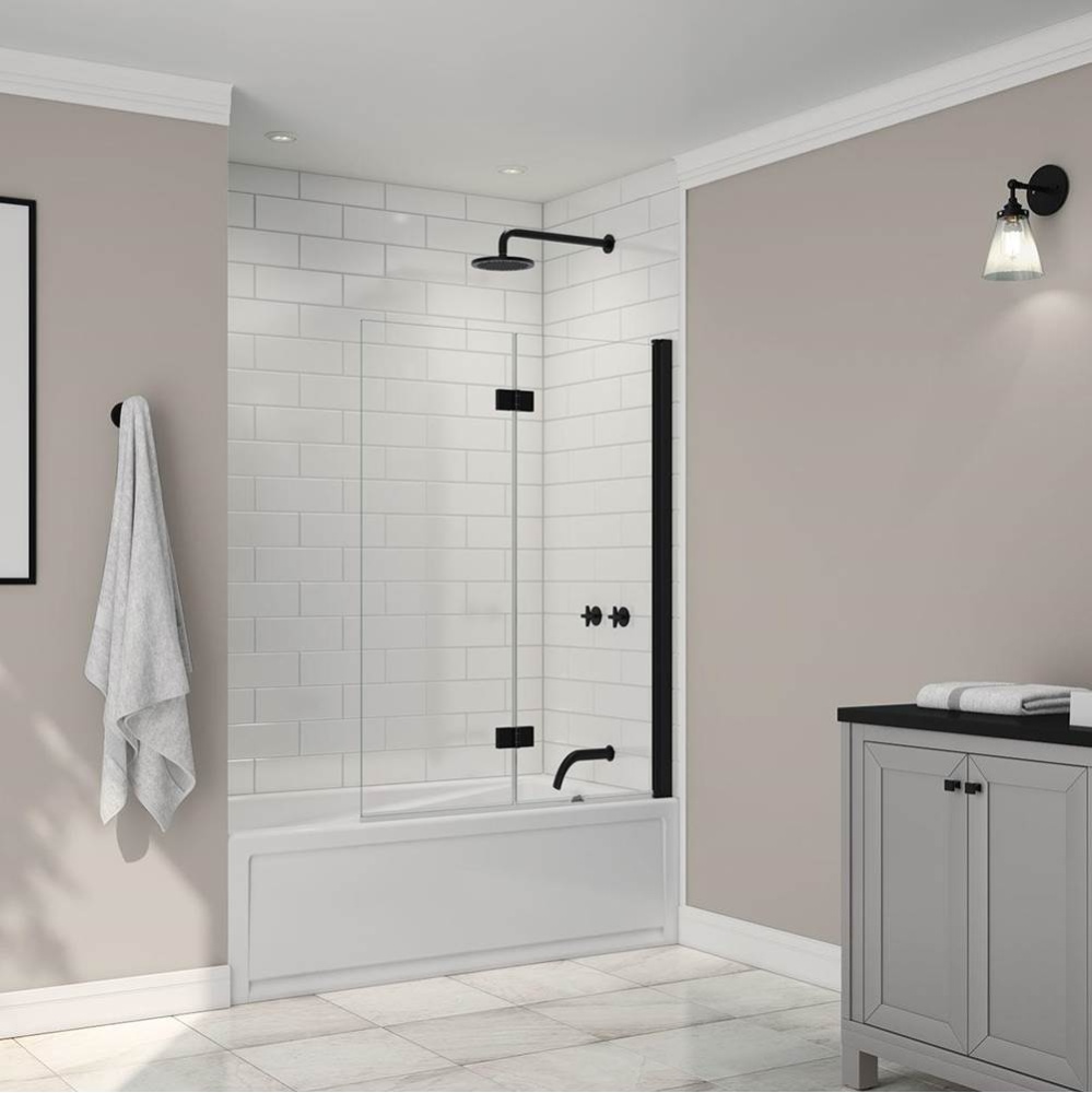 Axial Access 42 x 56 in. 6 mm Pivot Tub Screen for Alcove Installation with Clear Glass in Matte B