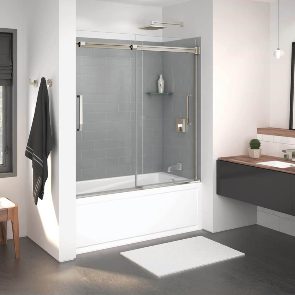 Inverto 56-59 x 55 ½-59 in. 8mm Bypass Tub Door for Alcove Installation with Clear glass in B