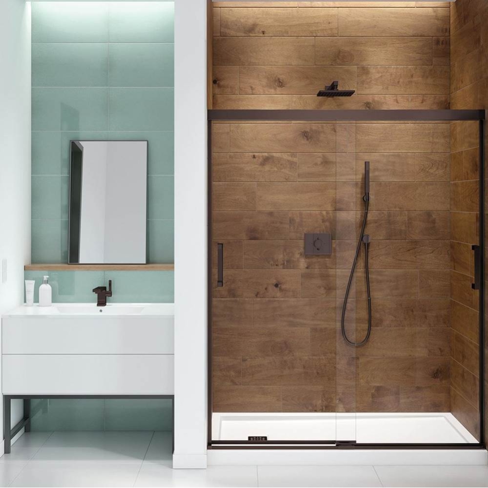 Incognito 70 56-59 x 70 1/2 in. 6mm Bypass Shower Door for Alcove Installation with Clear glass in