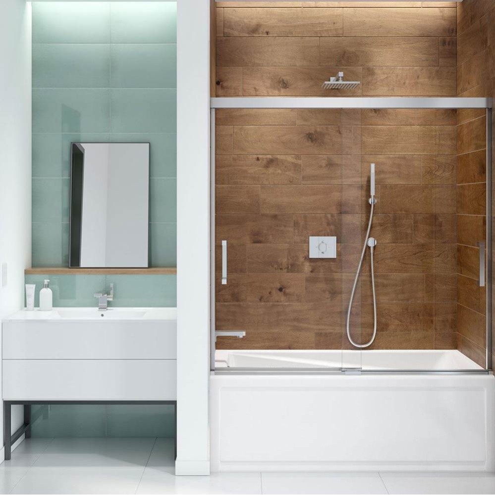 Incognito 57 56-59 x 56 3/4 in. 8mm Bypass Tub Door for Alcove Installation with Clear glass in Ch