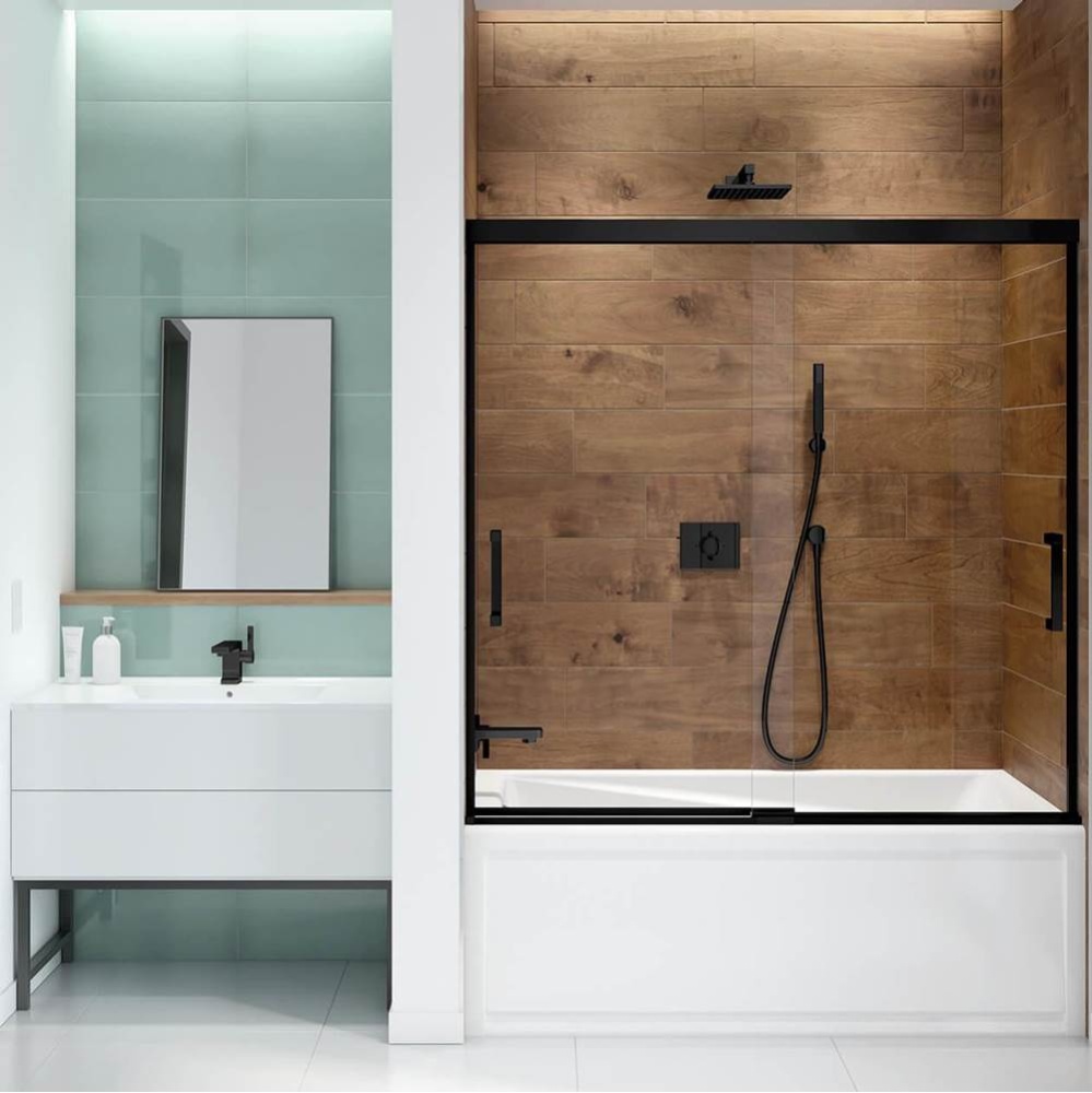 Incognito 57 56-59 x 56 3/4 in. 8mm Bypass Tub Door for Alcove Installation with Clear glass in Ma