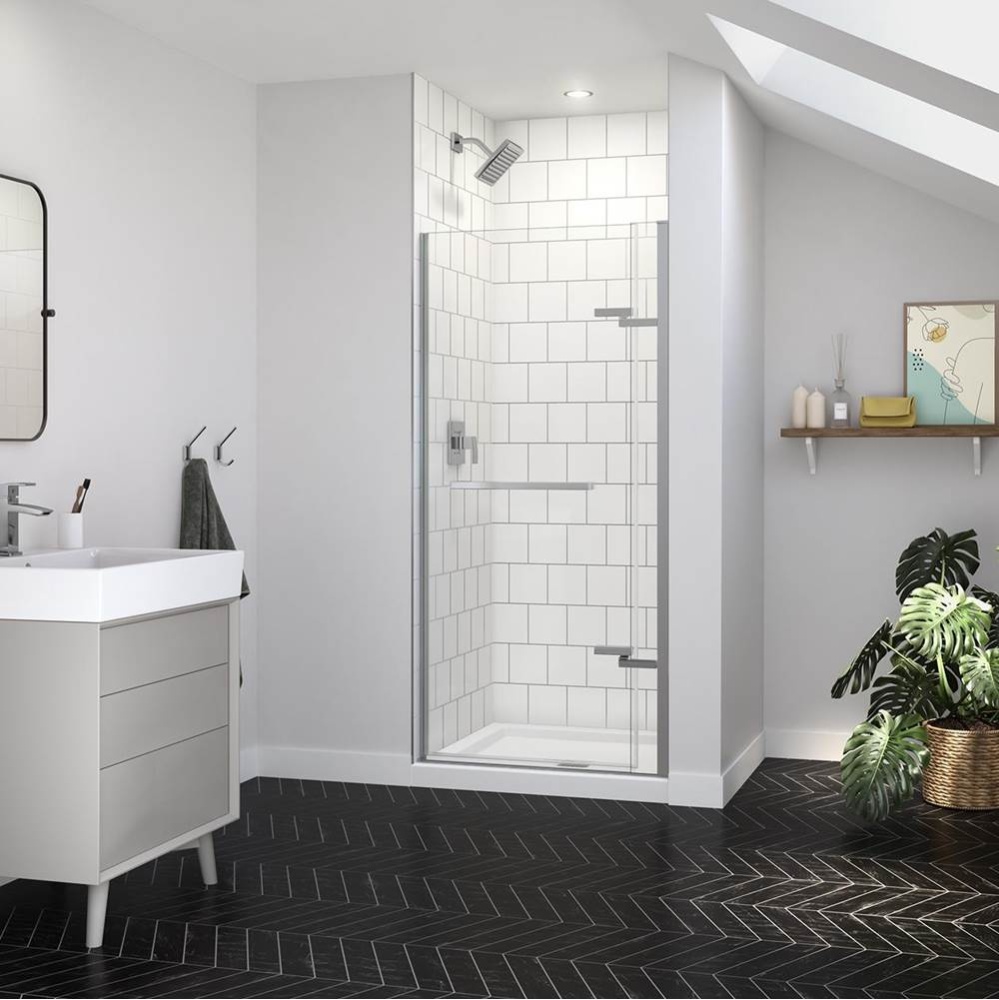 Reveal Sleek 71 32 1/2-35 1/2 x 71 1/2 in. 8mm Pivot Shower Door for Alcove Installation with Clea