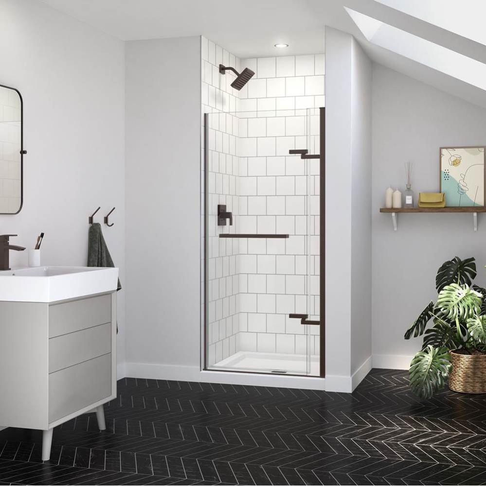 Reveal Sleek 71 32 1/2-35 1/2 x 71 1/2 in. 8mm Pivot Shower Door for Alcove Installation with Clea