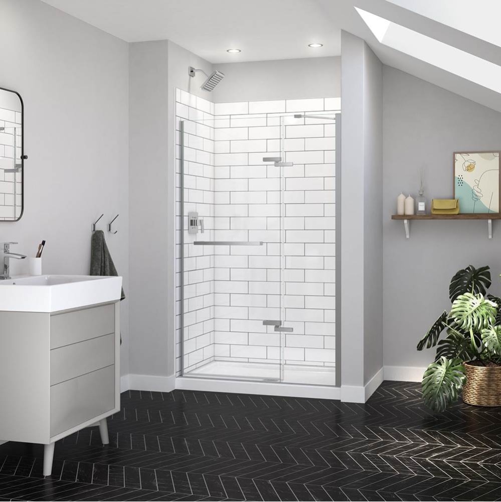 Reveal Sleek 71 44-47 x 71 1/2 in. 8mm Pivot Shower Door for Alcove Installation with Clear glass