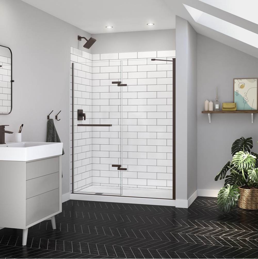 Reveal Sleek 71 56-59 x 71 1/2 in. 8 mm Pivot Shower Door for Alcove Installation with Clear glass