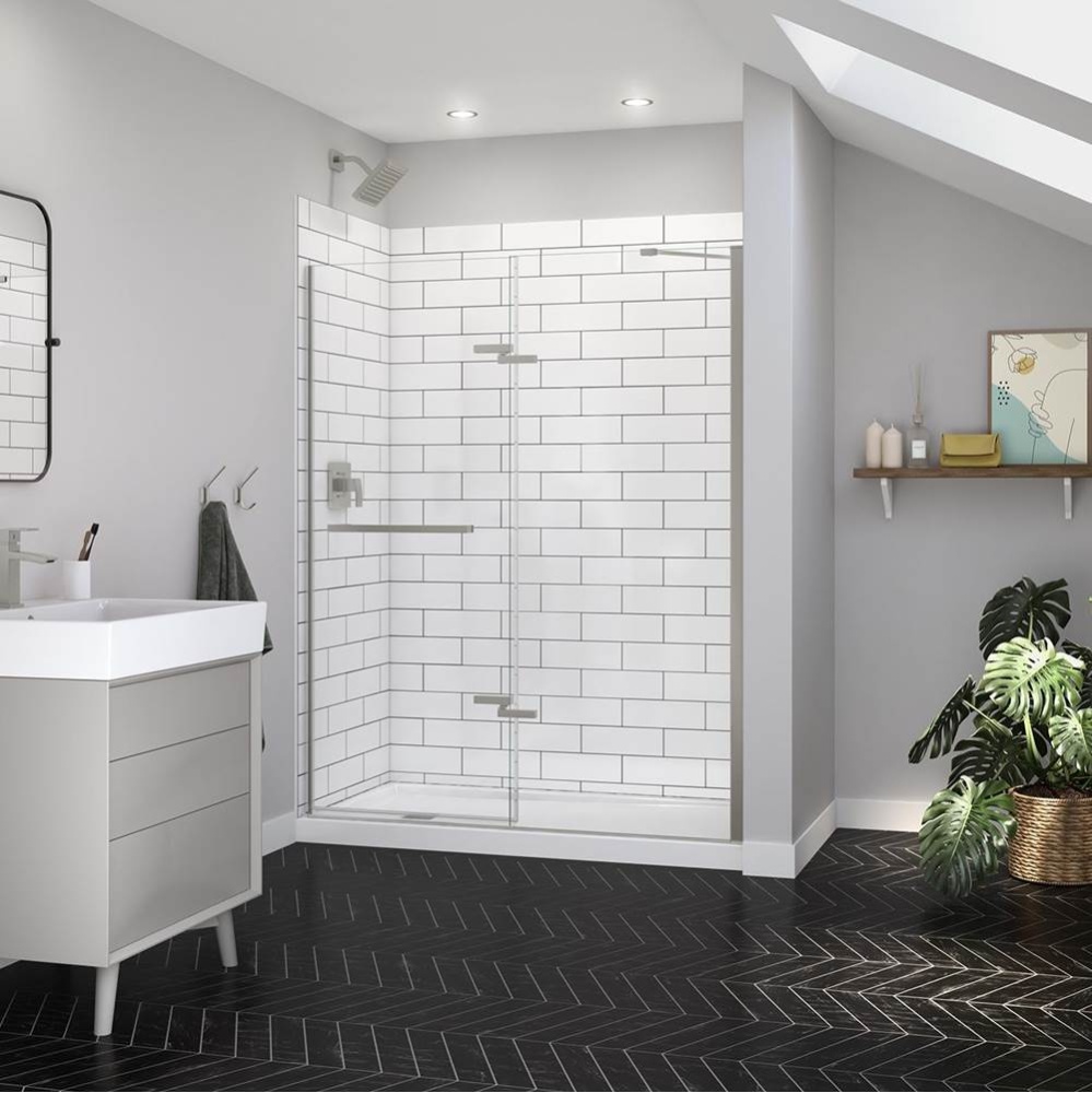 Reveal Sleek 71 56-59 x 71 1/2 in. 8mm Pivot Shower Door for Alcove Installation with Clear glass