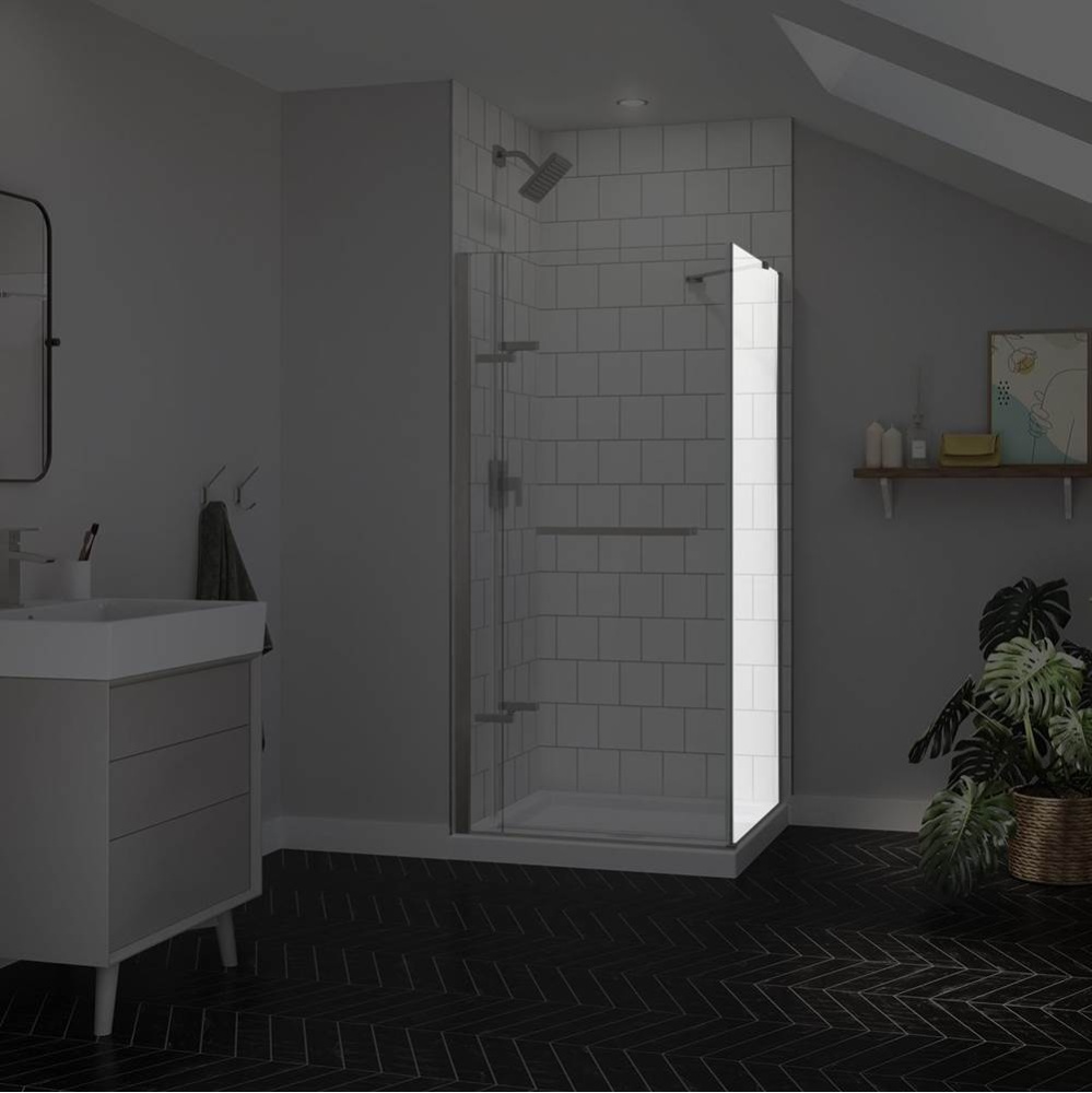 Reveal Sleek 71 Return Panel for 36 in. Base with Clear glass in Brushed Nickel