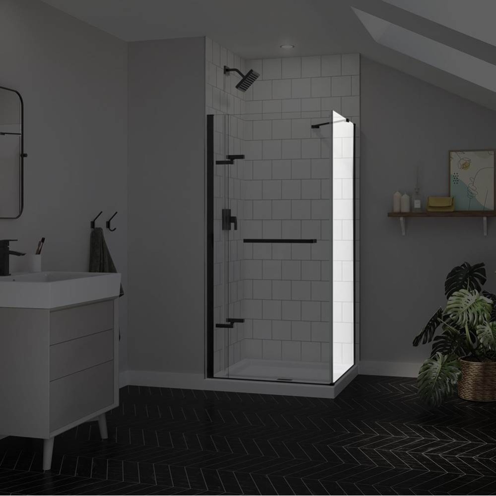 Reveal Sleek 71 Return Panel for 36 in. Base with Clear glass in Matte Black