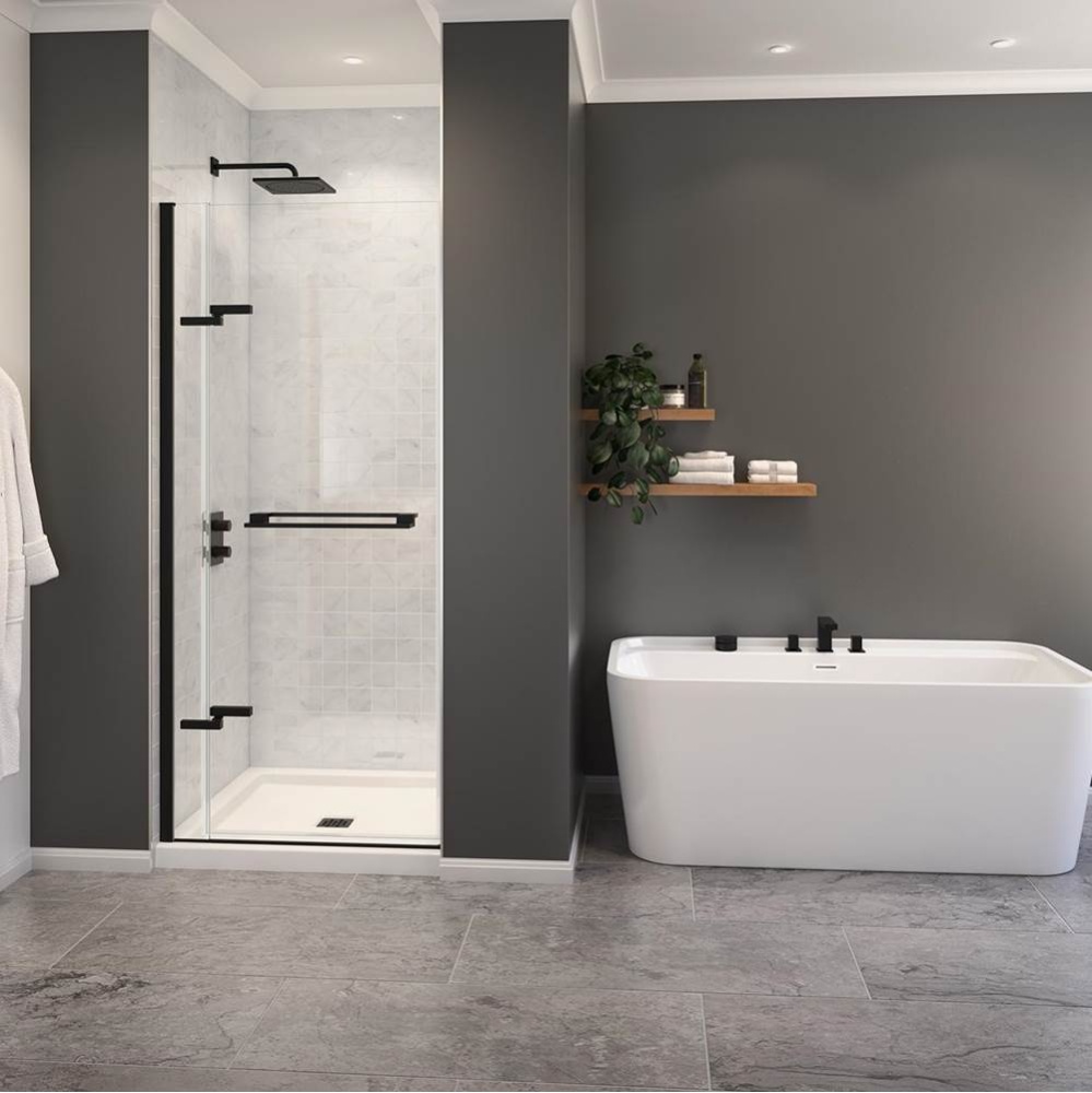 Capella 78 32.5-35.5 x 78 in. 8 mm Pivot Shower Door for Alcove Installation with GlassShield®