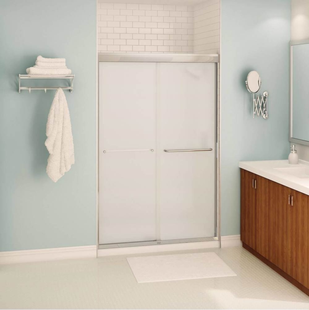 Tonik 43-47 x 71 in. 6 mm Sliding Shower Door for Alcove Installation with Frosted Glass in Chrome
