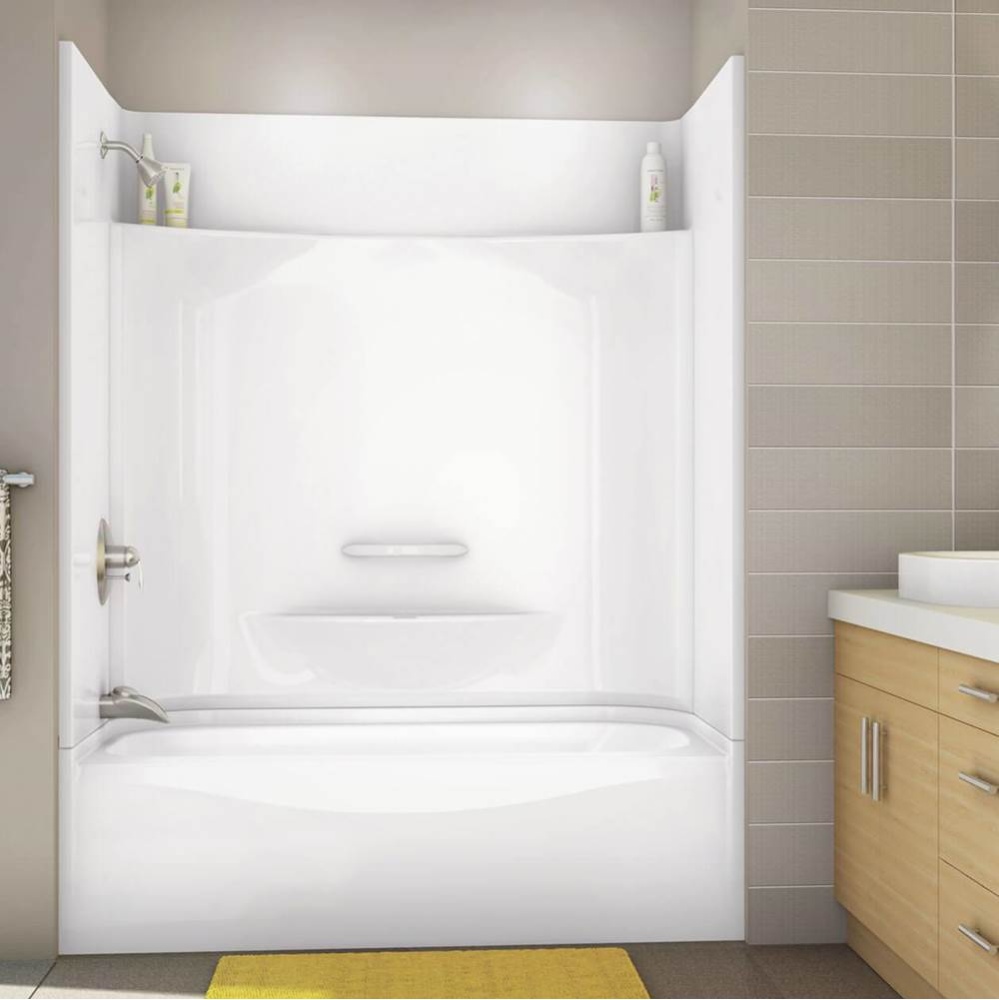 KDTS 3060 AcrylX Alcove Right-Hand Drain Four-Piece Tub Shower in White