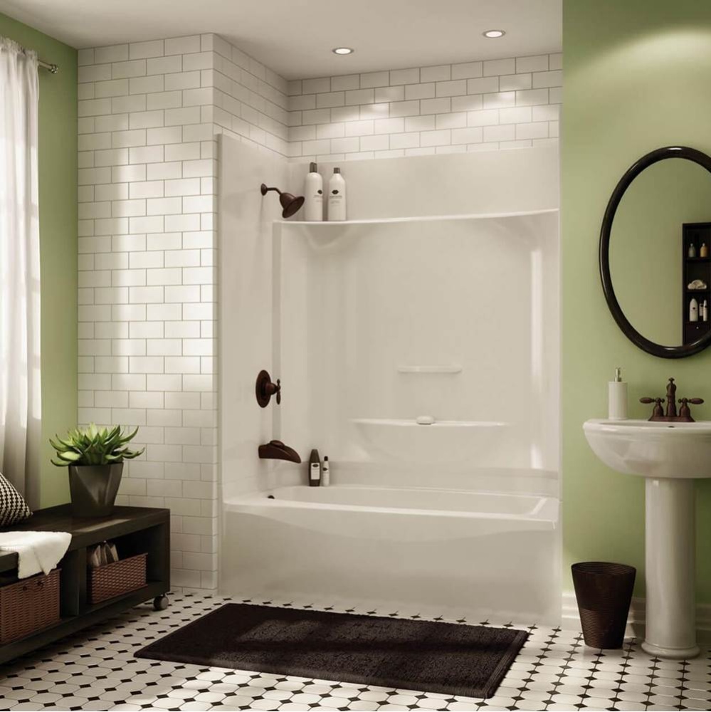 KDTS 3260 AcrylX Alcove Right-Hand Drain Four-Piece Tub Shower in White