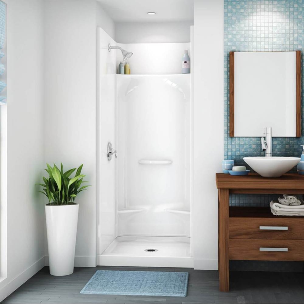 KDS 3232 AFR AcrylX Alcove Center Drain Four-Piece Shower in White