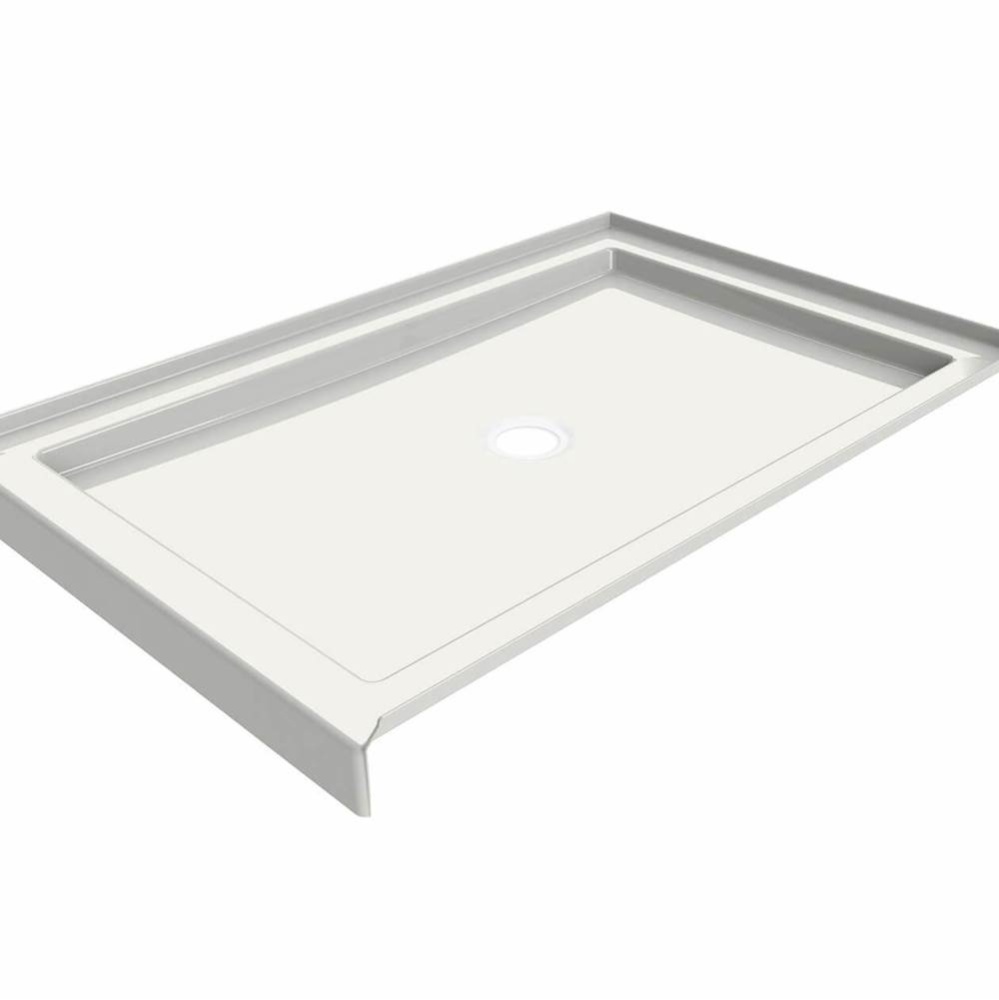 B3Round 4832 Acrylic Alcove Deep Shower Base in White with Center Drain