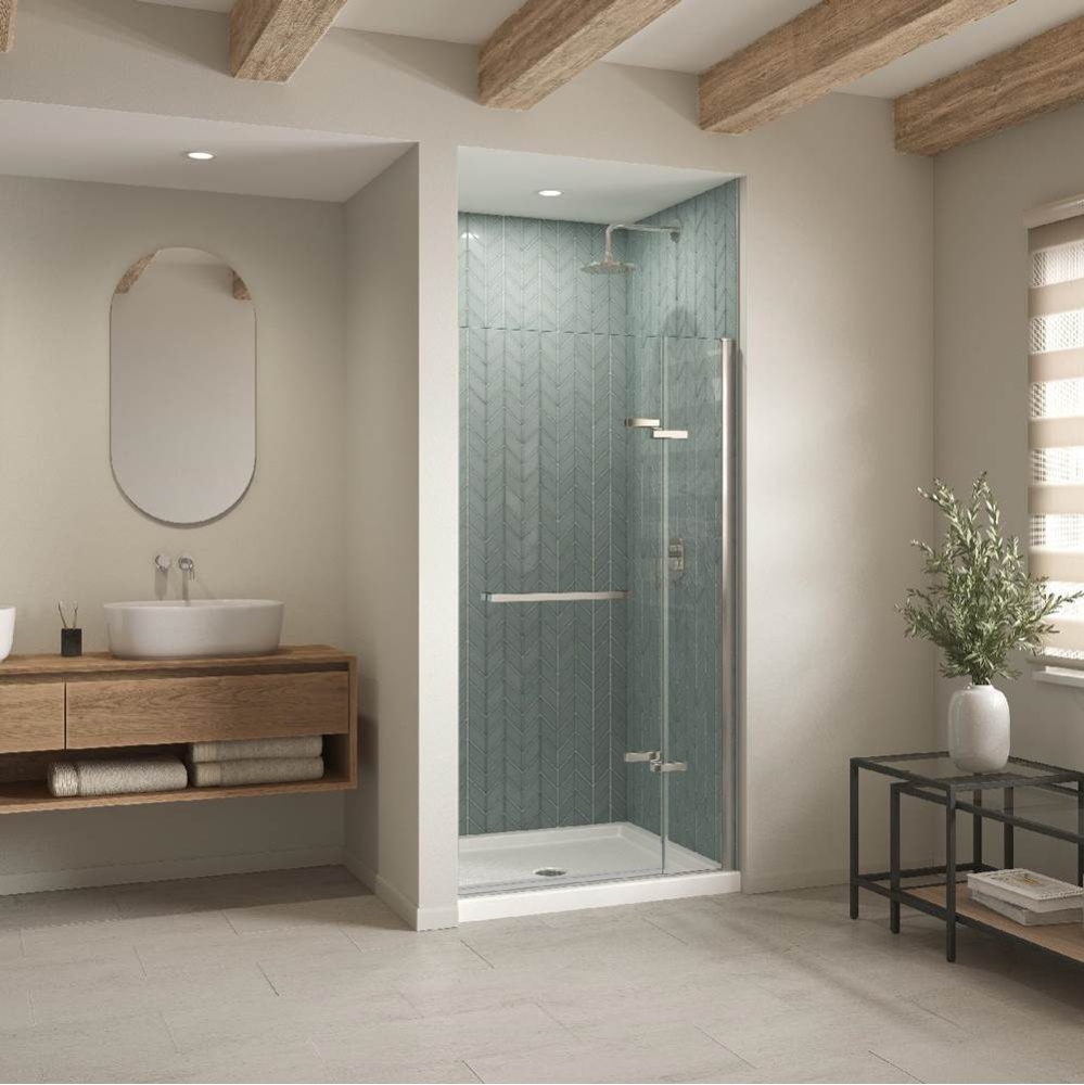 B3Round 4832 Acrylic Alcove Shower Base in White with Anti-slip Bottom with Center Drain