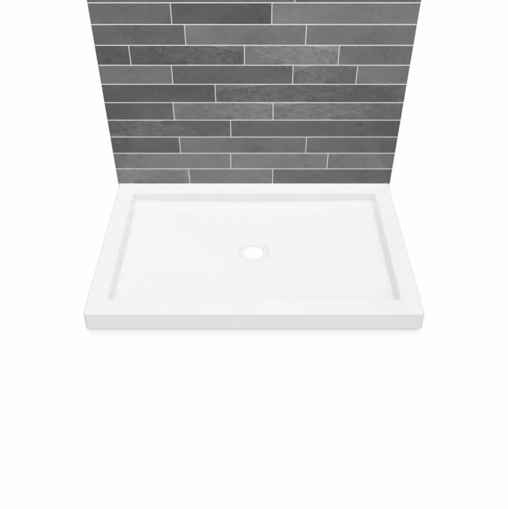 B3Round 4834 Acrylic Wall Mounted Shower Base in White with Center Drain