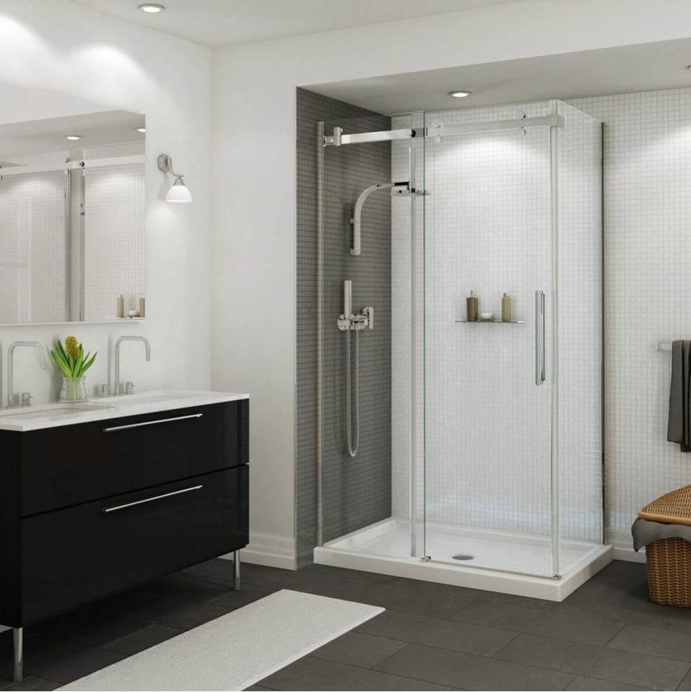 B3Round 4836 Acrylic Corner Left Shower Base in White with Center Drain