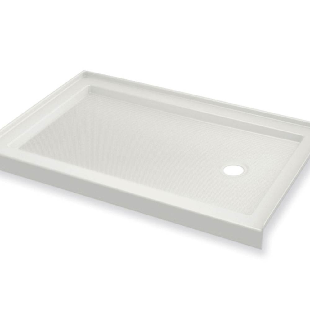 B3Round 6032 Acrylic Alcove Shower Base in White with Anti-slip Bottom with Left-Hand Drain