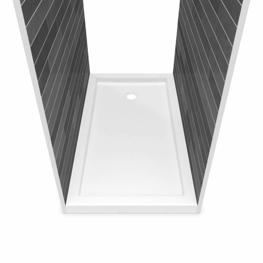 B3Round 6036 Acrylic Tunnel Shower Base in White with Back End Drain