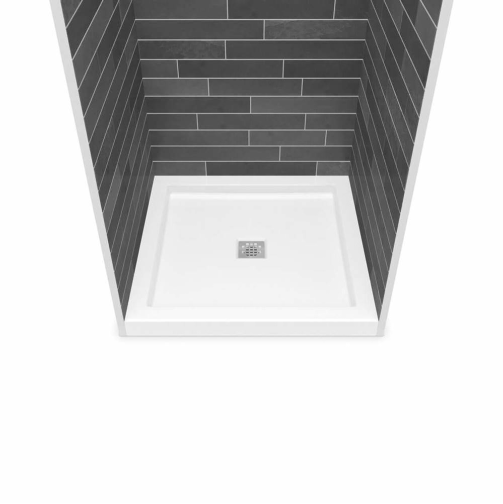 B3Square 3636 Acrylic Alcove Shower Base in White with Center Drain