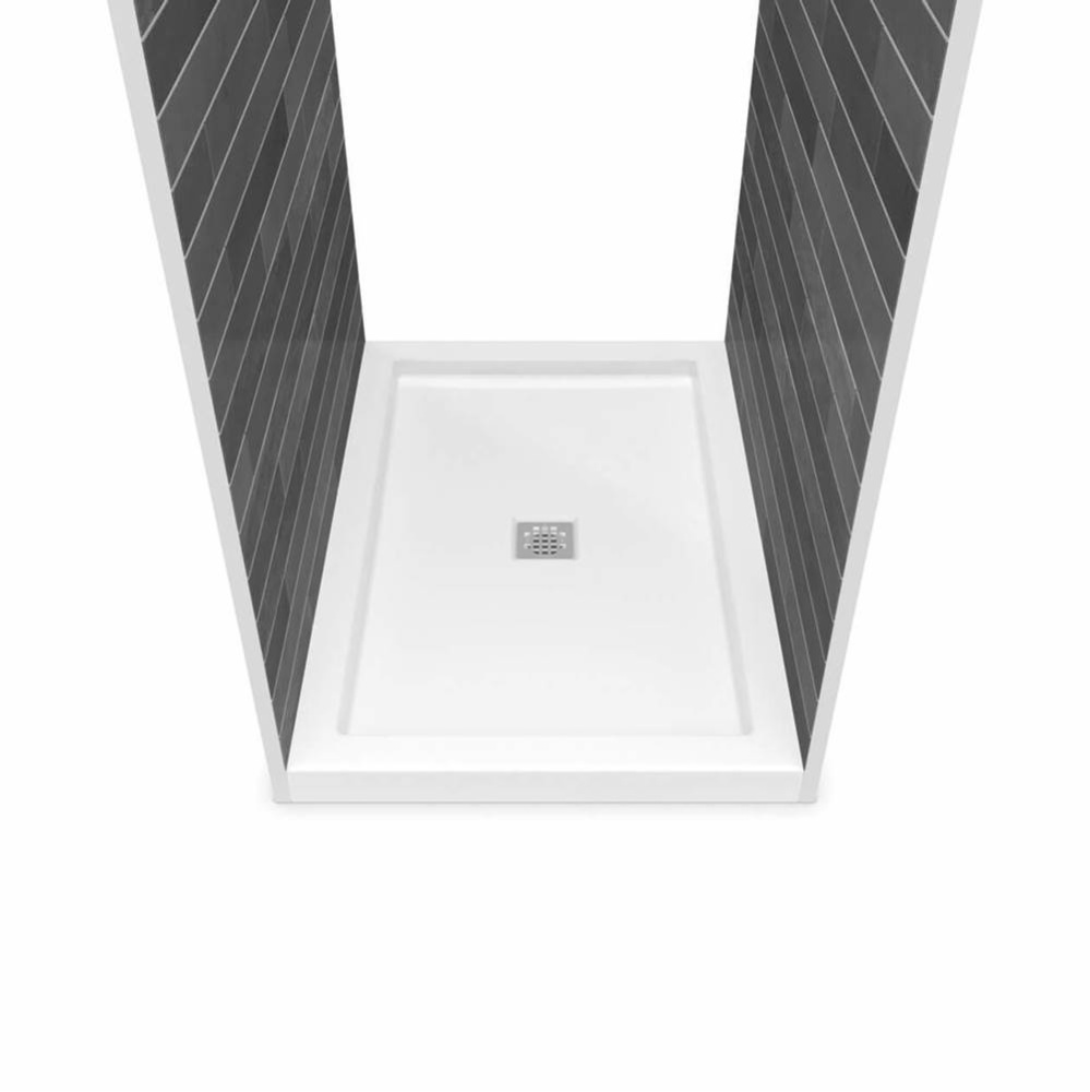 B3Square 4834 Acrylic Tunnel Shower Base in White with Center Drain