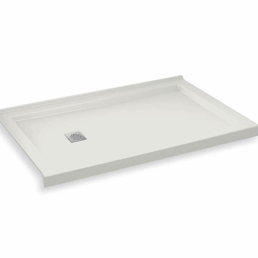 B3Square 6030 Acrylic Corner Left Shower Base in White with Left-Hand Drain
