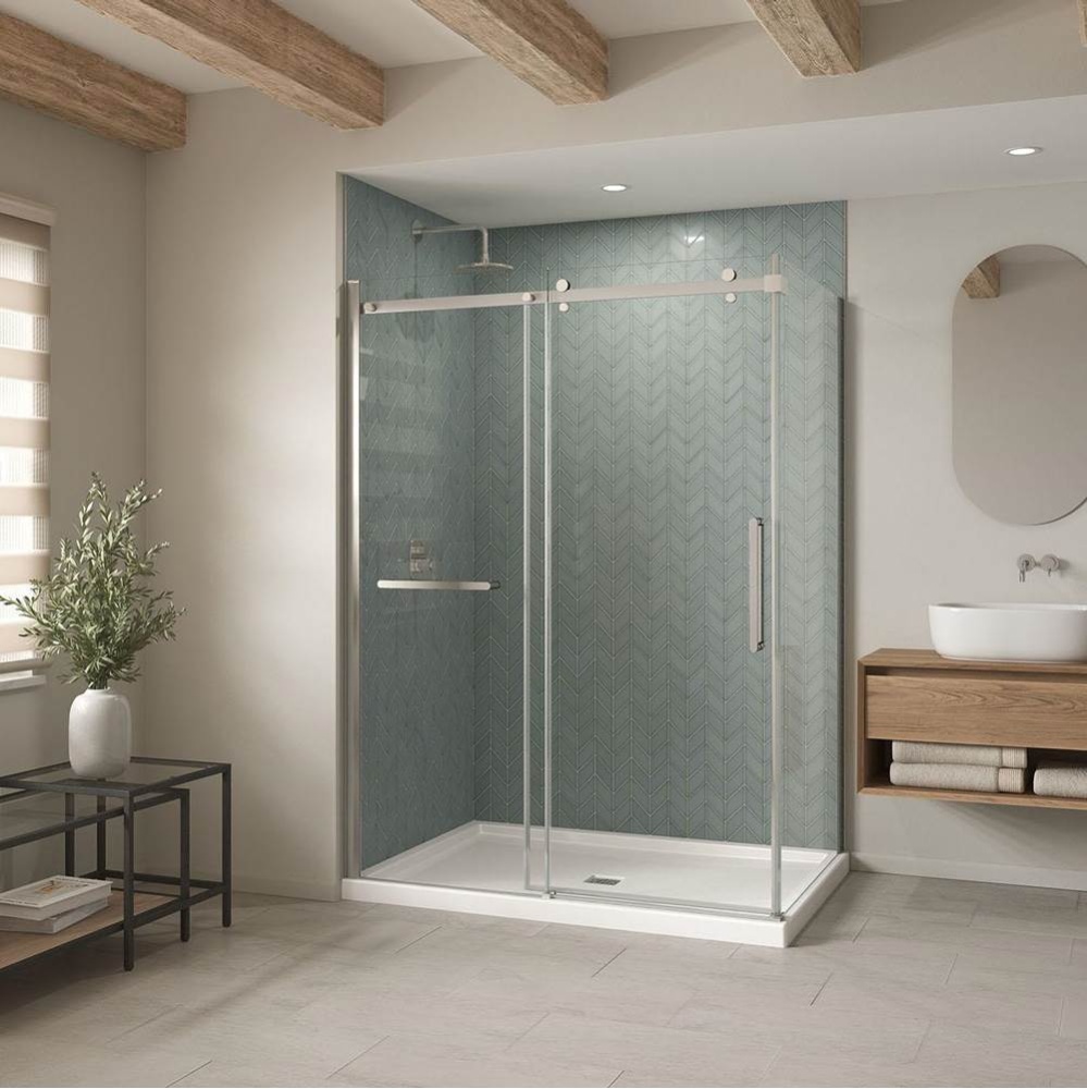 B3Square 6042 Acrylic Corner Left Shower Base in White with Center Drain