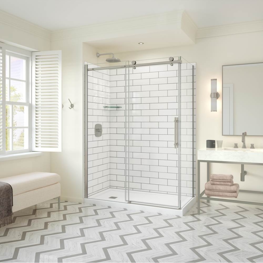 Odyssey SC Return Panel for 36 in. Base in Clear Glass in Brushed Nickel