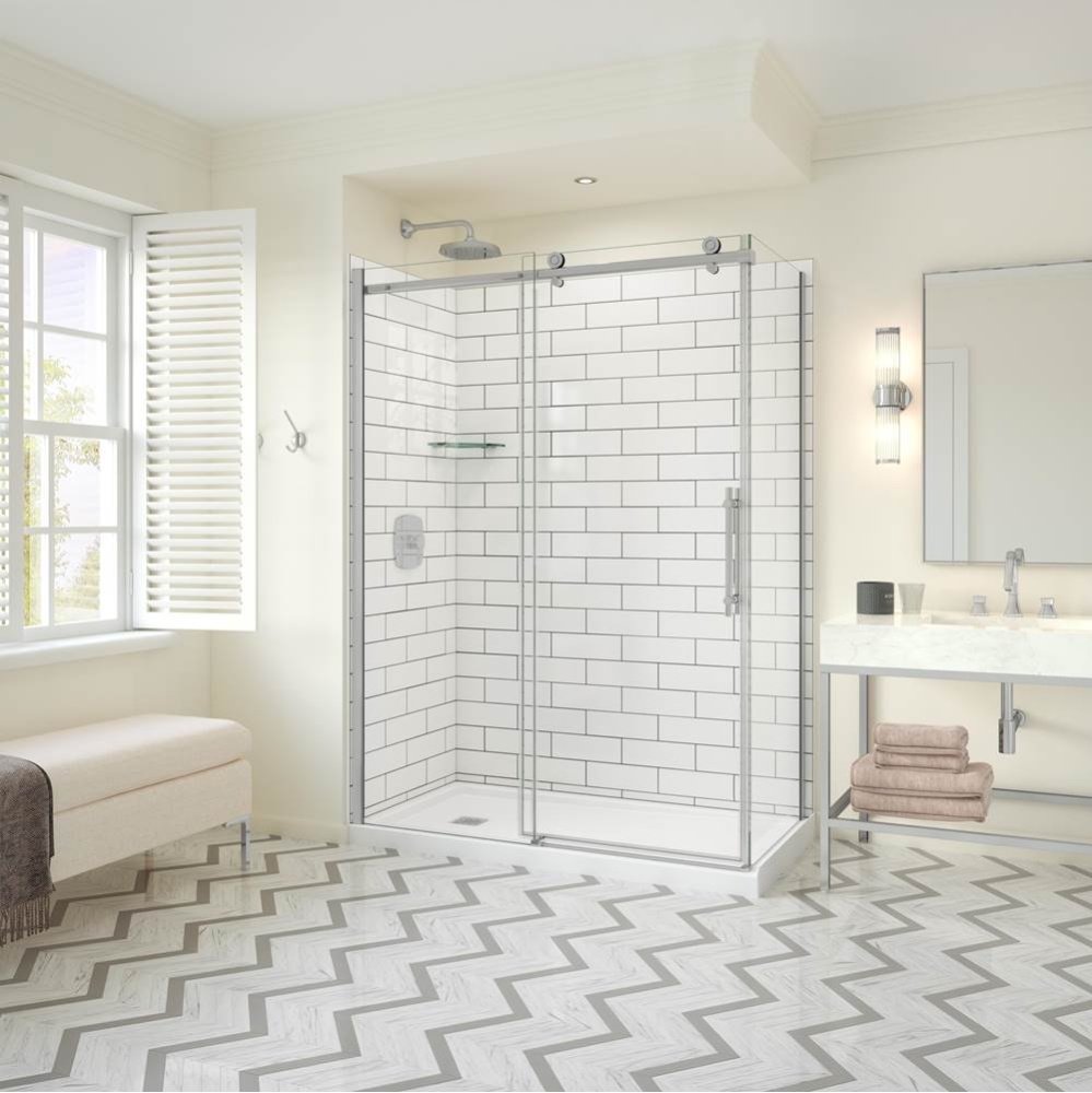 Odyssey SC Return Panel for 36 in. Base in Clear Glass in Chrome