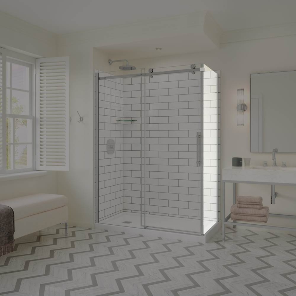 Odyssey SC Return Panel for 32 in. Base in Clear Glass in Chrome