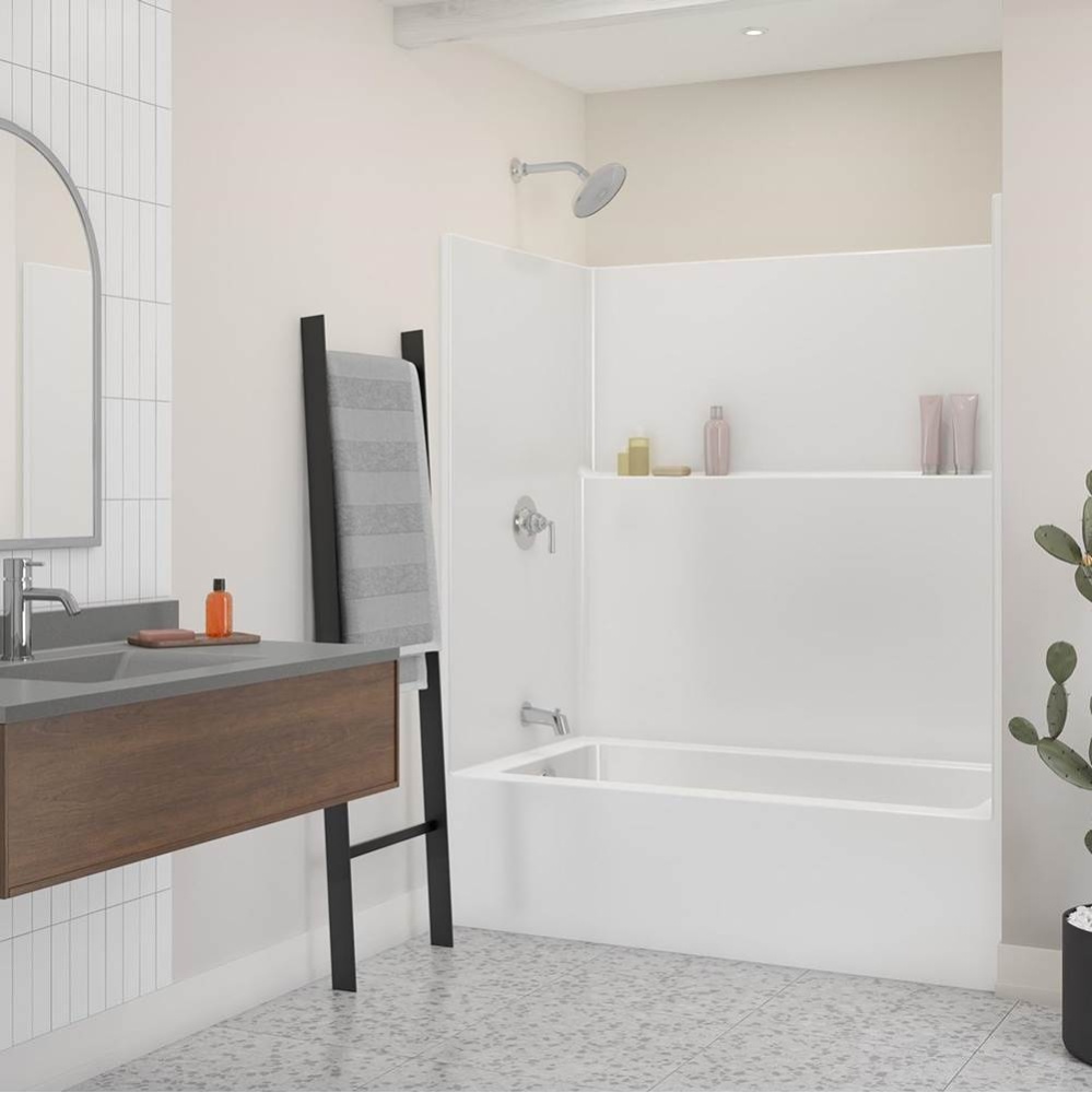 Icon TS6036 Acrylx Alcove Right Hand Drain One-Piece Tub Shower in White