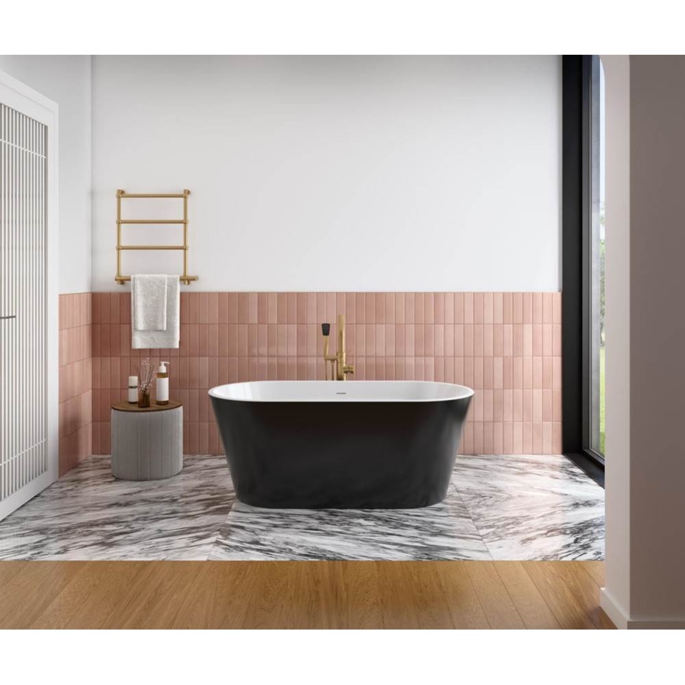 Chorale 60 x 30 Acrylic Freestanding Center Drain Bathtub in White with Black Skirt