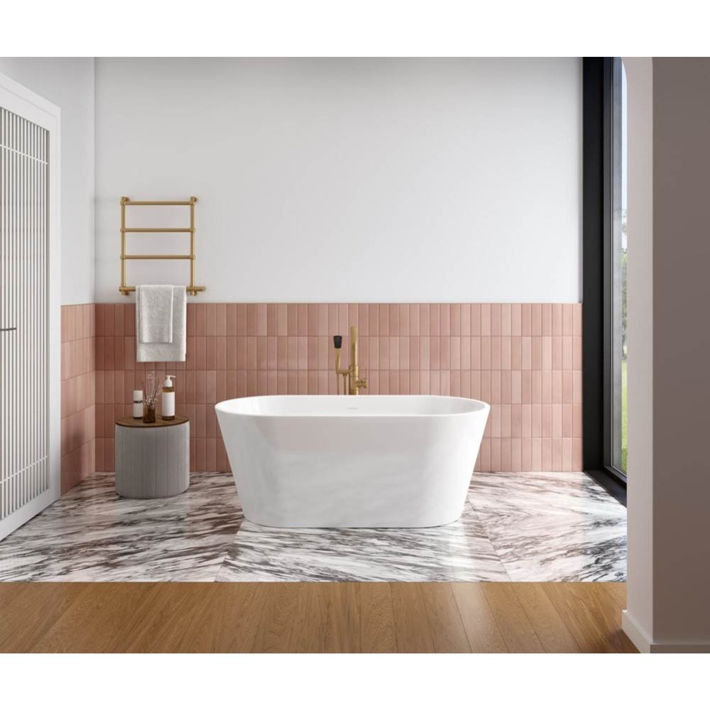 Chorale 60 x 30 Acrylic Freestanding Center Drain Bathtub in White with White Skirt